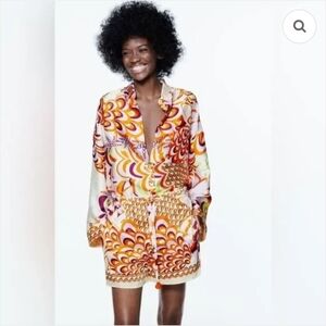 Zara Multicolor Printed Button-Down Shirt